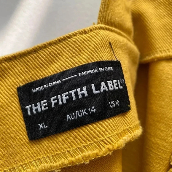 The Fifth Label - Mustard Yellow Overall Cargo Denim Mini Dress - Picture 7 of 8
